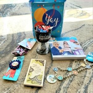 Retirement Gift bag with chalice filled with buttercream mints, party game, more